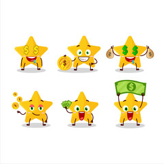 Sticker - Yellow star cartoon character with cute emoticon bring money