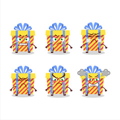 Poster - Yellow stripes gift cartoon character with various angry expressions