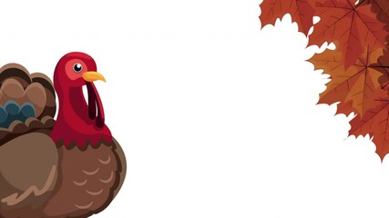 Sticker - happy thanksgiving day animation with turkey