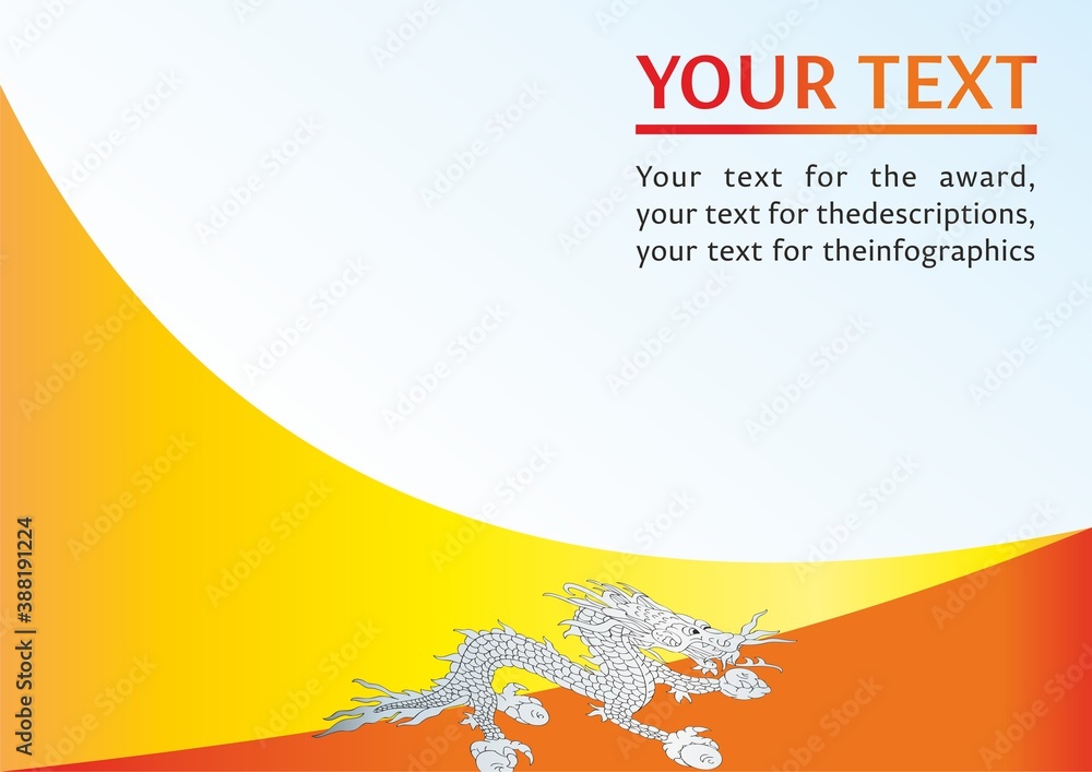 Flag of Bhutan, Kingdom of Bhutan, template for the award, an official document with the flag and symbol of Kingdom of Bhutan