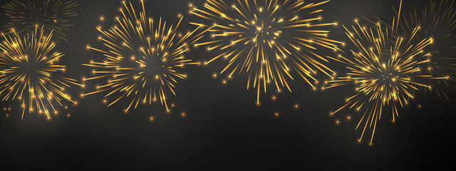 Wall Mural - firework and christmas themed Celebration party Happy New Year Gold background design.