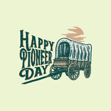 Vector Illustration Of Happy Pioneers Day, Hand Drawn Line Style With Digital Color