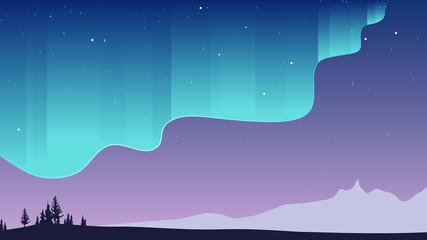 simple landscape background, aurora dancing in the sky above ice mountain at night