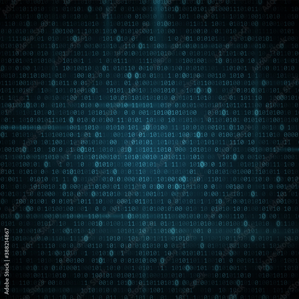 Abstract glowing binary programming code background. Digital data. High ...