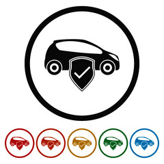 Canvas Print - Car insurance ring icon, color set