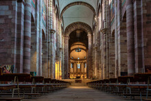 Interior Of Cathedral In Speyer, Germany. The Imperial Cathedral