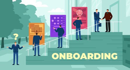 Vector illustration of the onboarding process following candidate selection