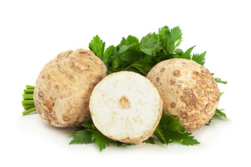 Wall Mural - Round celery root on white