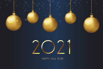 Wall Mural - happy new year 2021. new year background with gold balls. vector illustrations