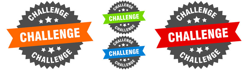 Wall Mural - challenge sign. round ribbon label set. Seal