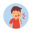 © Orapun - Little boy having painful toothache cartoon character in flat design. Dental problem and oral treatment concept.