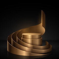 Poster - Gold podium with spiral decor elements