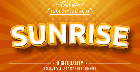 Wall Mural - Editable text style effect - Sunrise theme style.