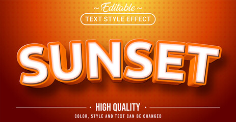 Wall Mural - Editable text style effect - Sunset theme style.