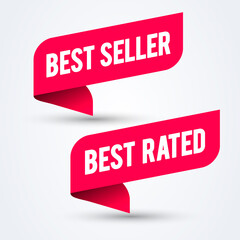 Poster - Vector Illustration Modern Red Banner Set With Text Best Seller And Rated.