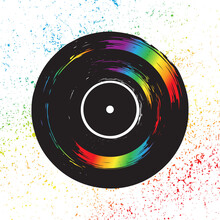 Rainbow Vinyl Record Isolated On White Background. Music Retro Icon.