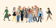 © Veronika - Crowd of girls, women in different clothes. Print shopping, feminism characters, fashion design. Vector drawing