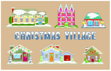 A Group Of Christmas Village Houses