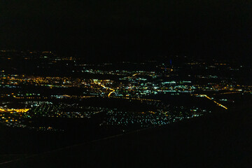 Wall Mural - aerial view of a city at night. city of moscow made from airplane. selective focus