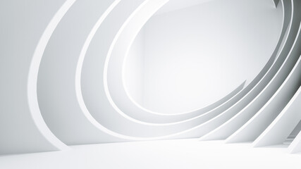 Wall Mural - abstract white architecture background. minimal geometric wave wallpaper. 3d illustration of white c