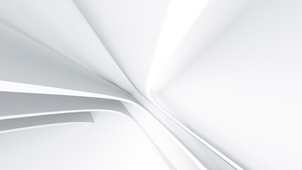 Wall Mural - abstract white architecture background. minimal geometric wave wallpaper. 3d illustration of white c