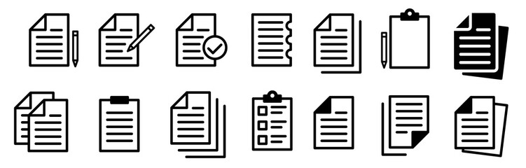 document symbol set. document vector icons isolated design. paper document page icon. edit document 