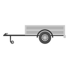 Wall Mural - Trailer icon. Side view. Colored silhouette. Car trailer for transportation of goods. Vector flat graphic illustration. The isolated object on a white background. Isolate.