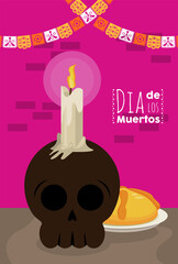 Poster - dia de los muertos poster with skull chandelier and garlands