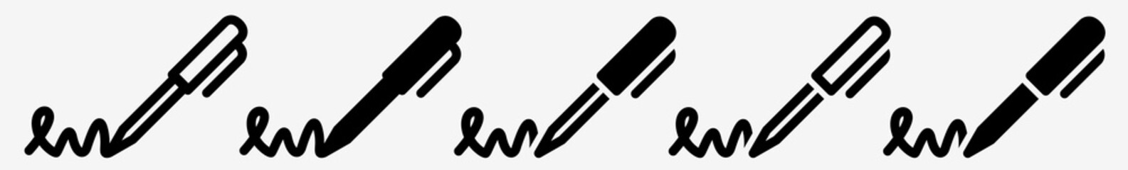 Wall Mural - pen writing icon set | pen signing vector illustration logo | pen write icons isolated collection