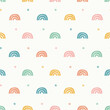Rainbow pattern design, cute vector seamless repeat background of colourful rainbows and stars. Ideal for child and baby projects.