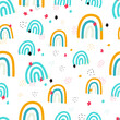 Cartoon rainbows seamless pattern for textile and paper design. Vector illustration.