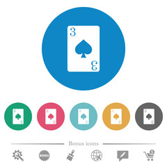 Sticker - Three of spades card flat round icons