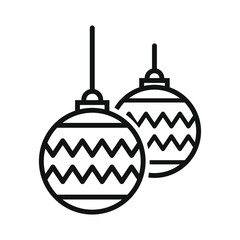 Wall Mural - Hanging Christmas Bauble Icon with Design. Flat Outline Icons set with christmas themed decoration. Vector eps symbol for christmas cards, banners etc