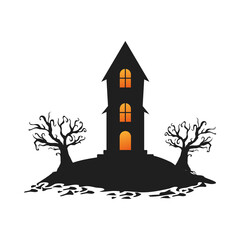 Sticker - halloween dark house degradient style icon