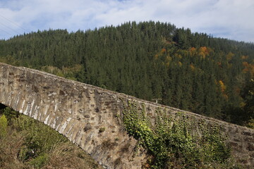 Poster - Ancient stone bridge in the countryside of Basque Country