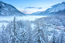 Terrific View Of Lake Sils Maria In Engadin Switzerland In Winter
