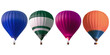Group hot air balloon on white background.