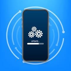 Wall Mural - system software update, data update or synchronize with progress bar on the screen. vector illustrat