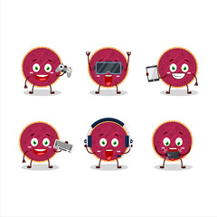 Sticker - Cranberry pie cartoon character are playing games with various cute emoticons