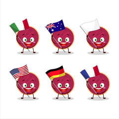 Wall Mural - Cranberry pie cartoon character bring the flags of various countries