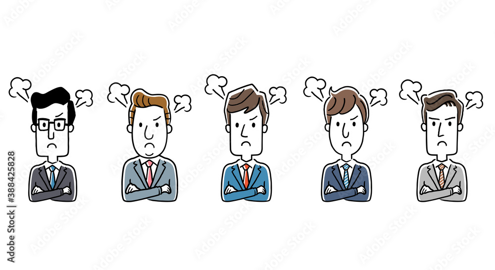 Fotomural イラスト素材 ビジネスマン 激怒する男性 セット コレクション Ref