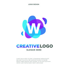 Wall Mural - Letter W logo with colorful splash background, letter combination logo design for creative industry, web, business and company.