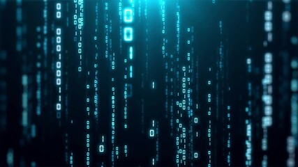 Binary Code Matrix Background With Numbers Moving Downward On Screen - Digital Data Stream Effect - animation