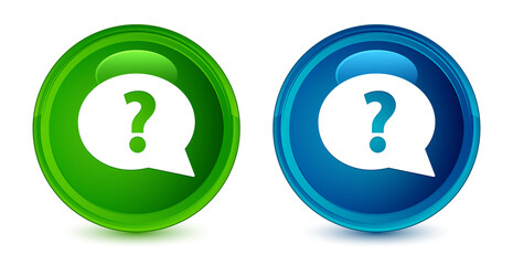 Wall Mural - Question mark bubble icon artistic shiny glossy blue and green round button set