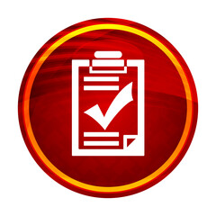 Wall Mural - Checklist clipboard icon creative red round button illustration design