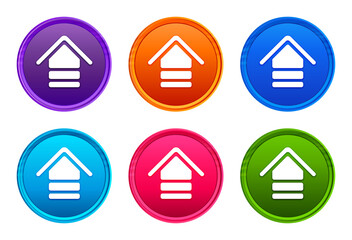 Wall Mural - Upload icon luxury bright round button set 6 color vector