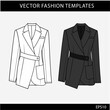 blazer Fashion flat Sketches  template. Women  blazer front and back view.