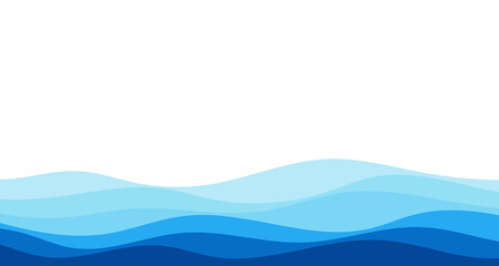 Wall Mural - Blue river ocean wave layer vector background