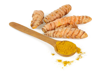 Wall Mural - tumeric root isolated on white background