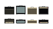 Guitar Amplifier And Cabinet In Flat Style